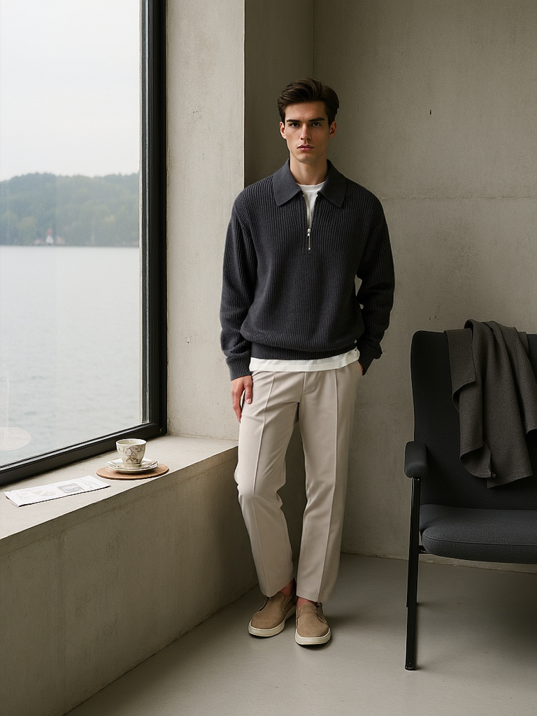 Premium Zip Knit Pullover