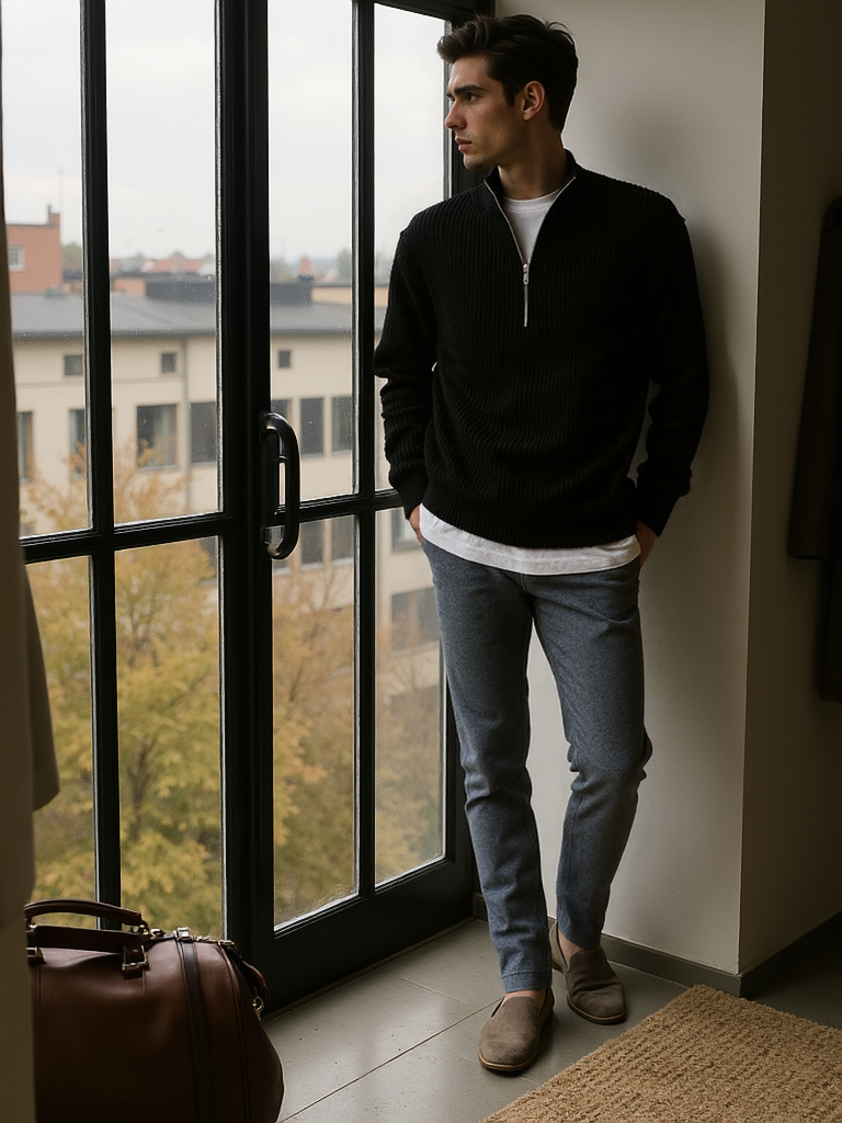 Refined Zip Collar Knit