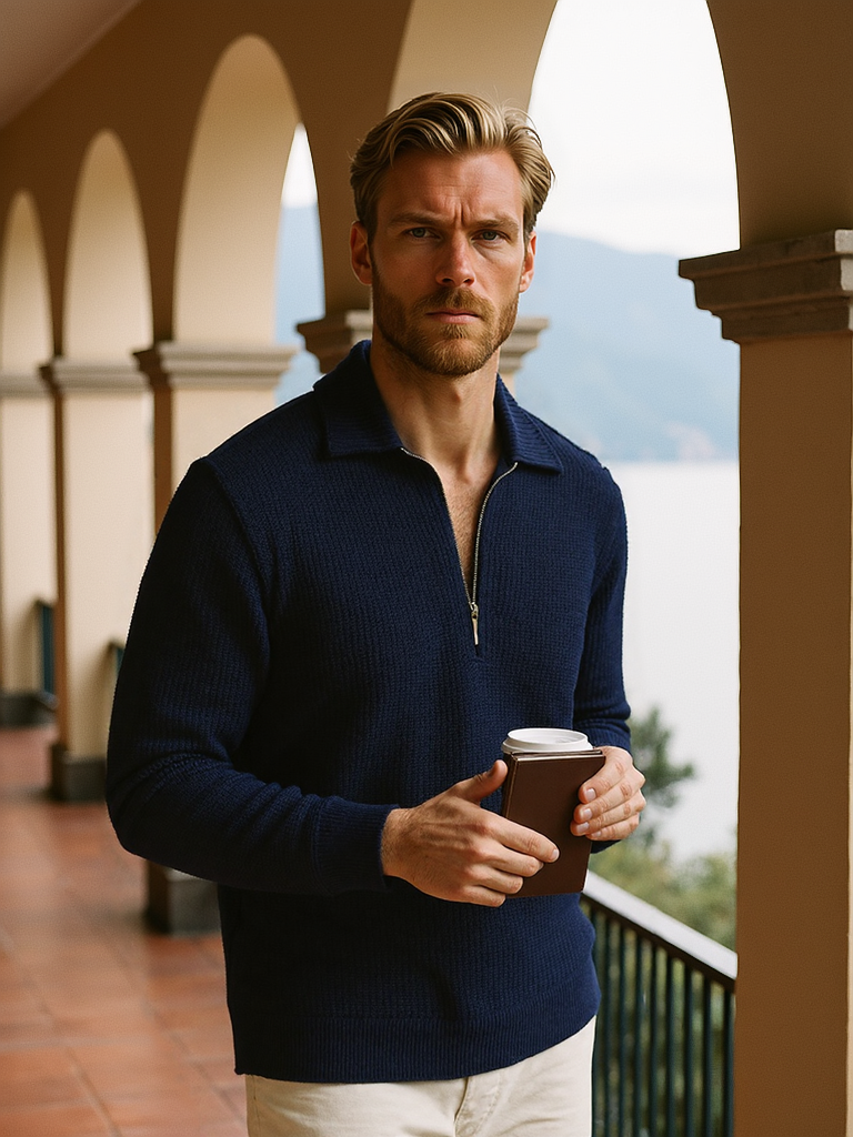 Refined Zip Collar Knit