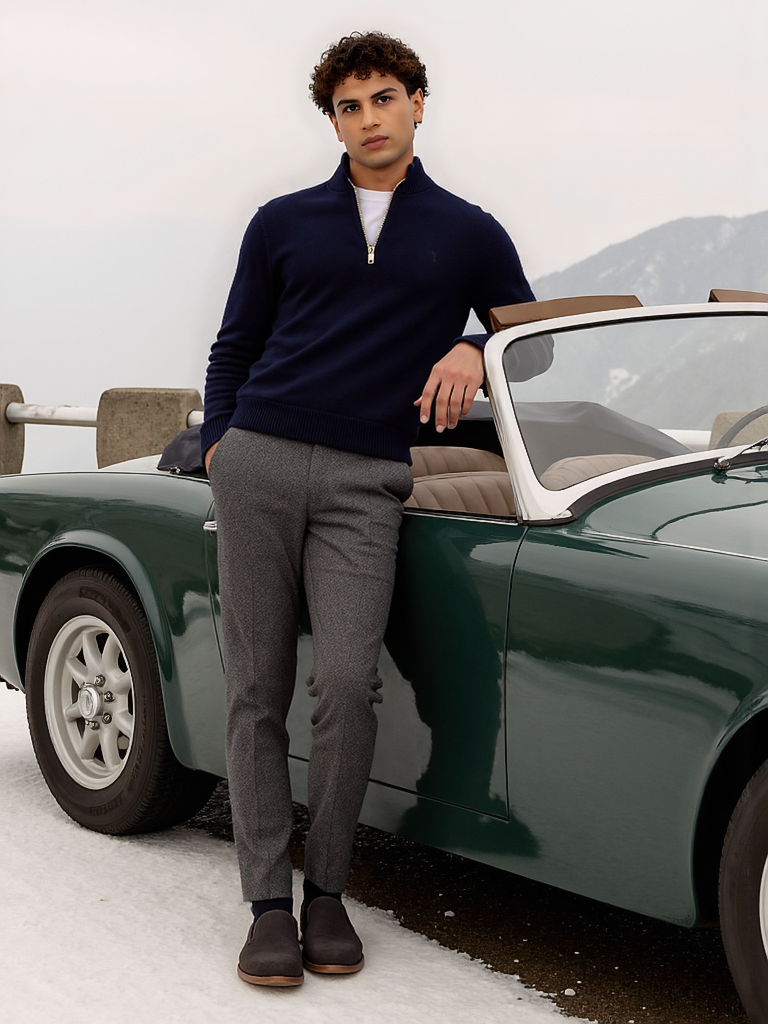 Refined Zip Collar Knit