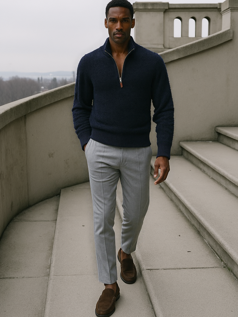 Tailored Half‑Zip Sweater