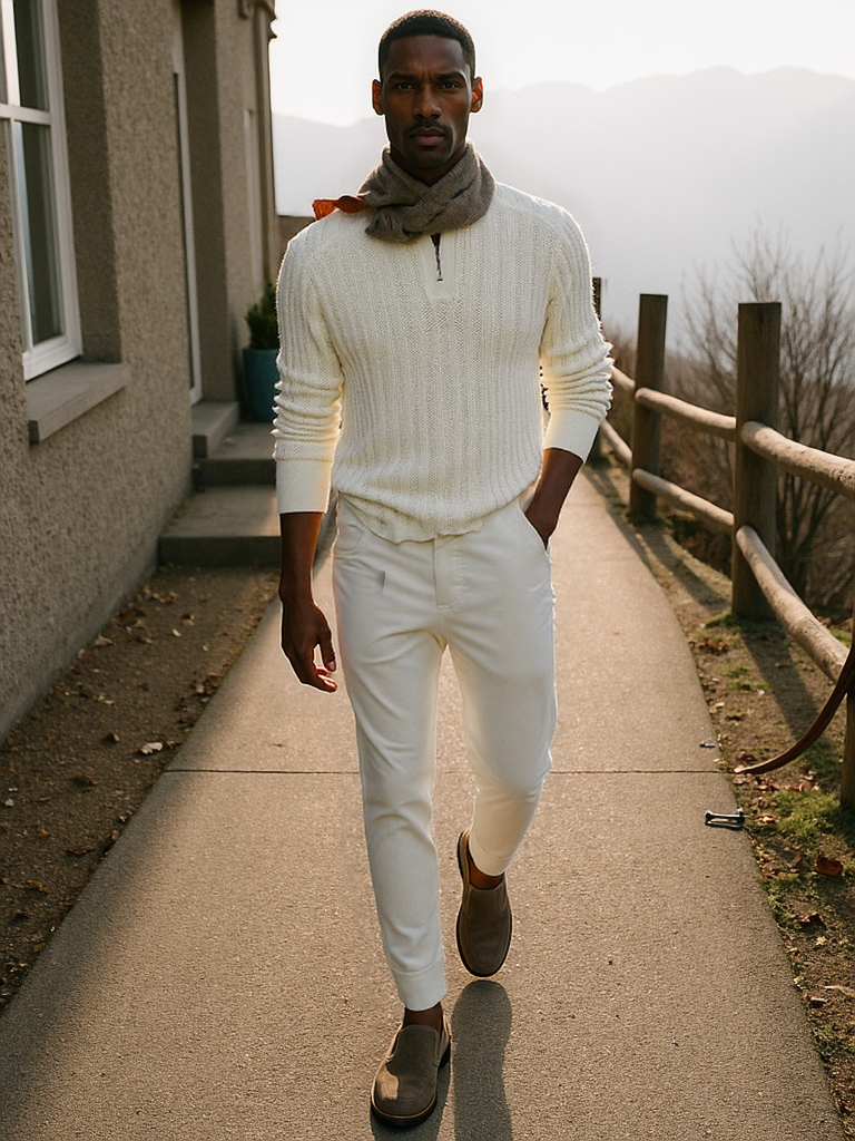 Tailored Zipped Jacquard Sweater
