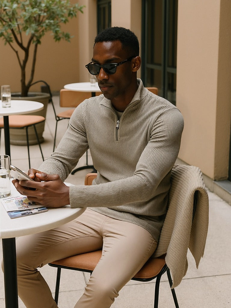 Refined Zip Collar Knit