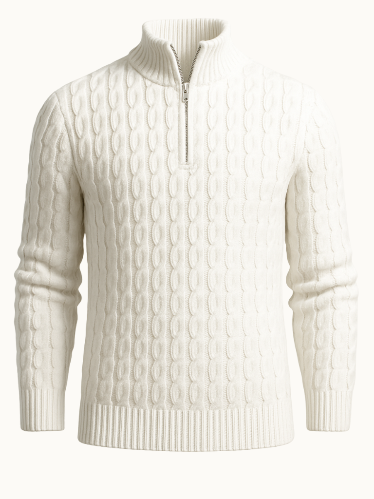 Tailored Zipped Jacquard Sweater