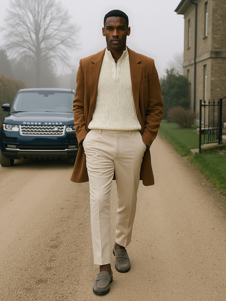 Tailored Zipped Jacquard Sweater
