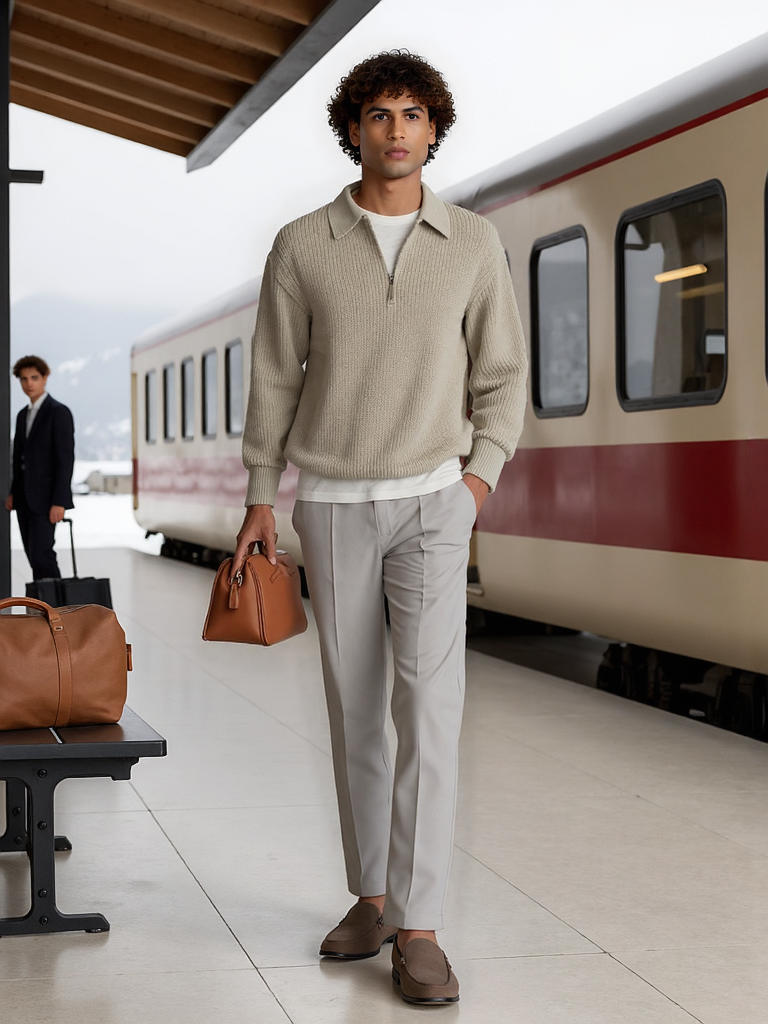Premium Zip Knit Pullover